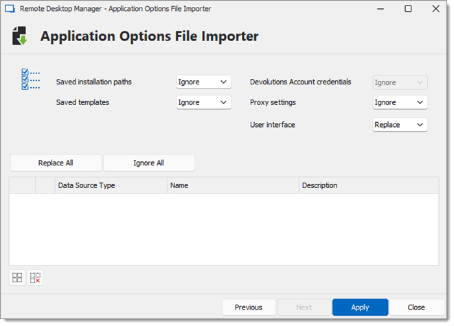 Application Settings file importer