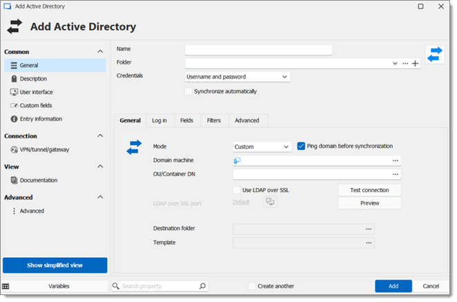 Entrée de Synchroniseur d'Active Directory