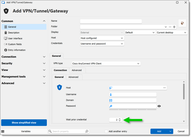 Set Wait prior credential value