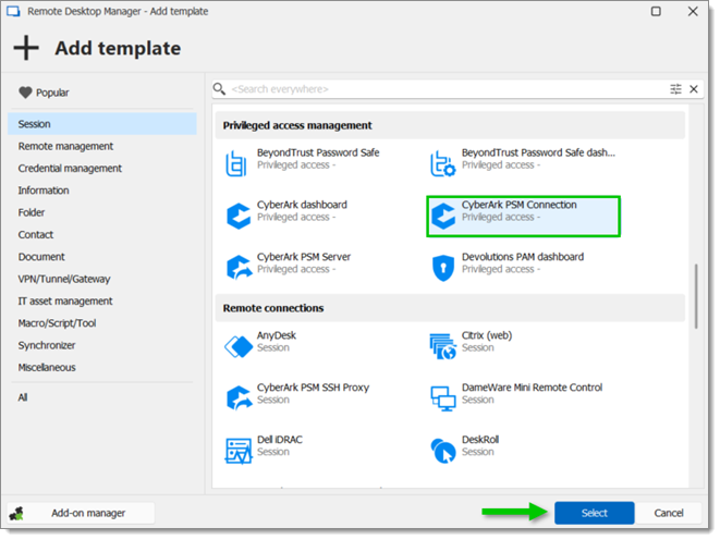 CyberArk PSM Connection