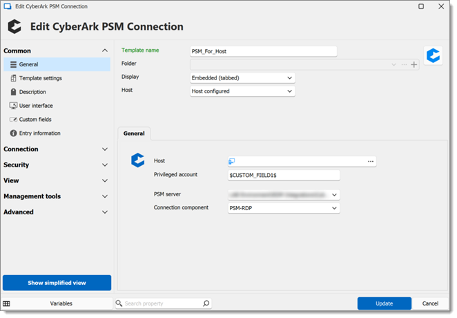 Privileged account variable