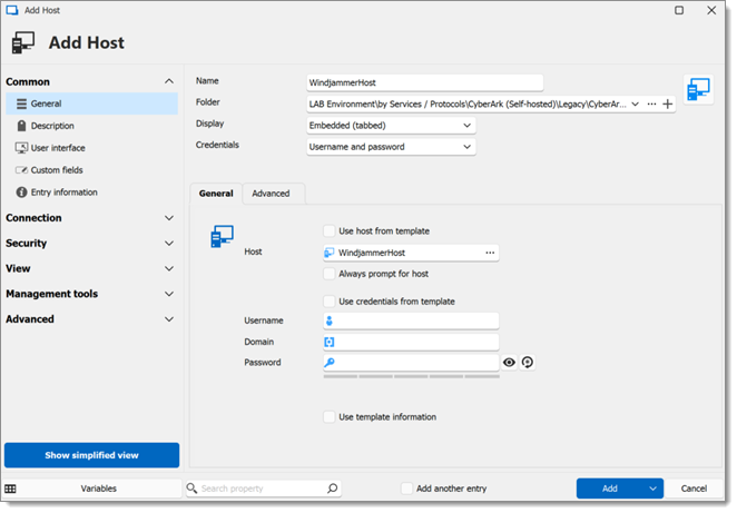 Adding a Host entry