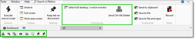 VNC Commands and embedded toolbar
