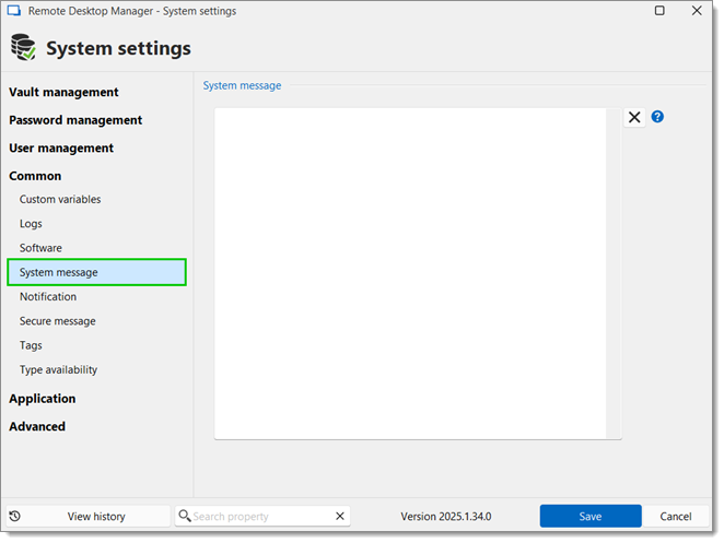 System message tab