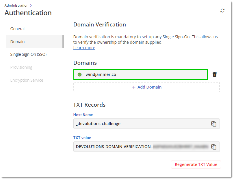 Verified domain