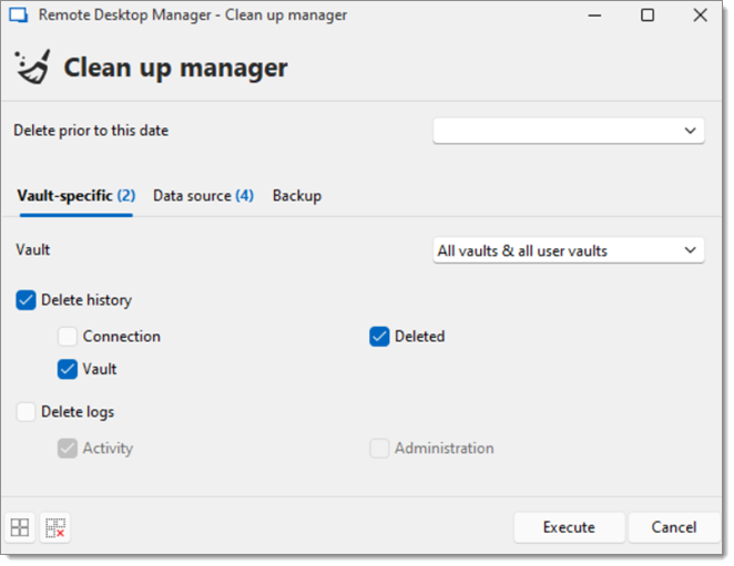 Clean up manager – Deleting history