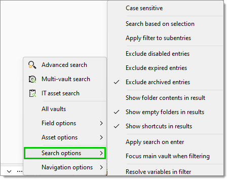 Additional search options