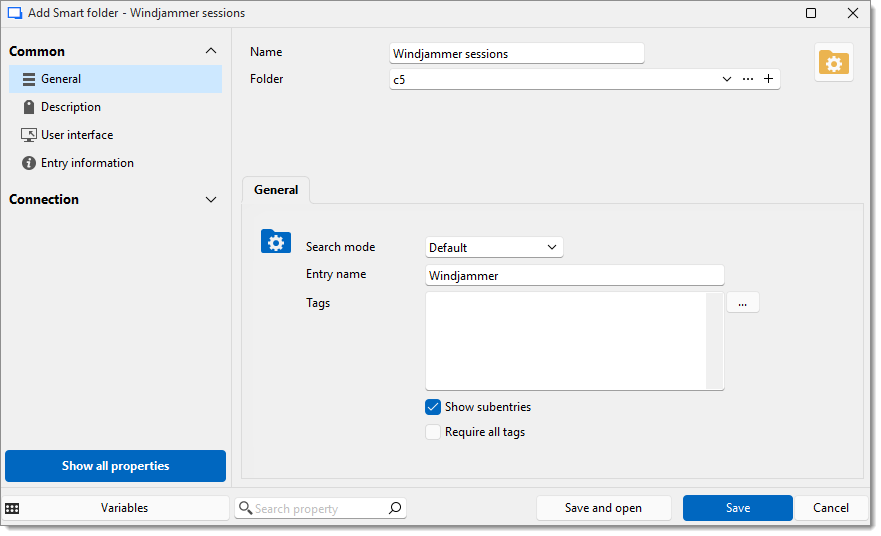 Smart folder configuration using entry names