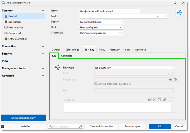 SSH port forward – SSH key – Key