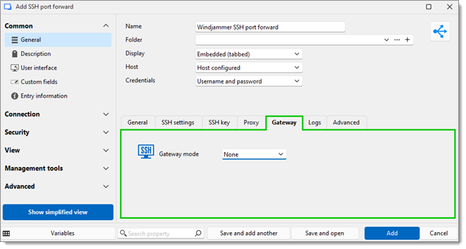 SSH port forward – Gateway