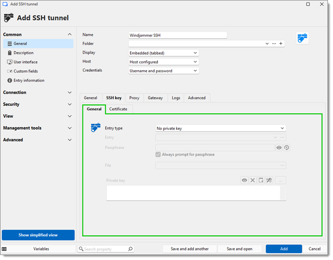 SSH tunnel – SSH key – General