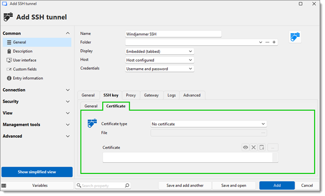 SSH tunnel – SSH key – Certificate
