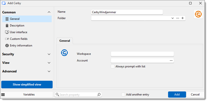 New entry – Credential management – Cerby