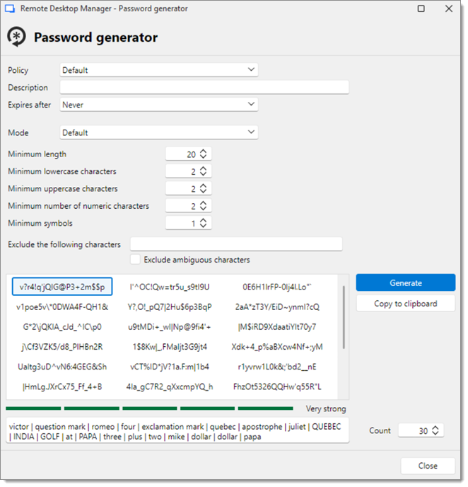 Password generator – Default