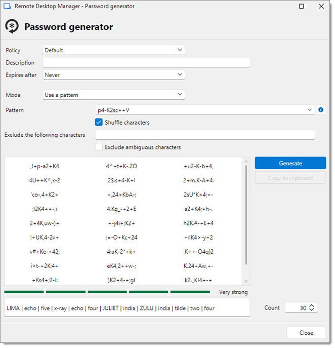 Password generator – Use a pattern