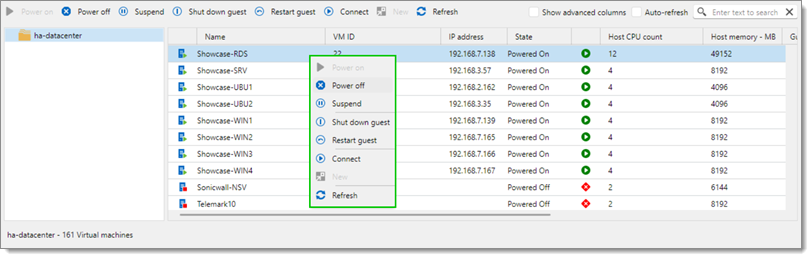 The dashboard and its many options once launched