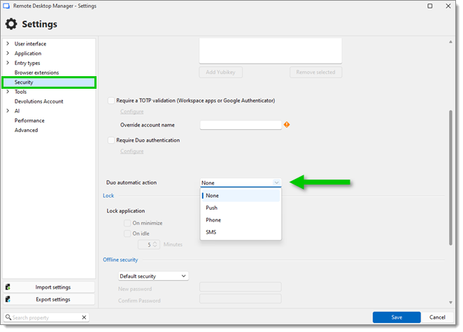 Set your preferred Duo push method