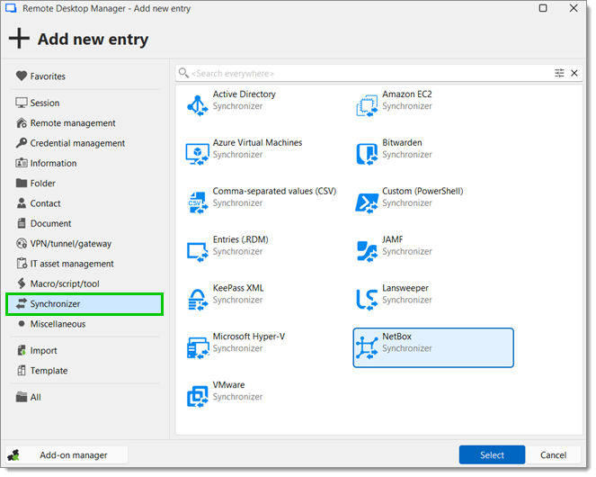 Add a new NetBox entry