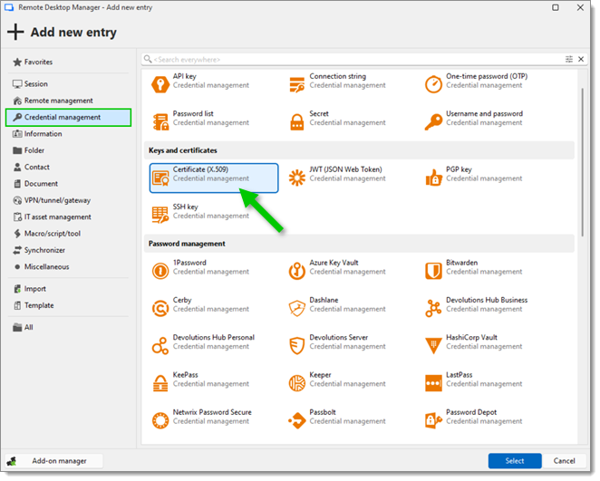 X.509 certificate entry located
