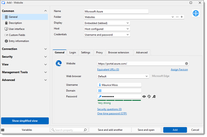 Website entry settings