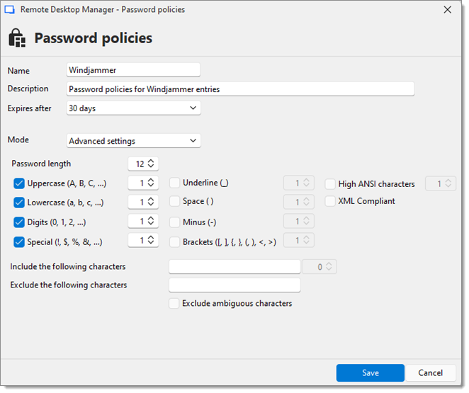 Password policies