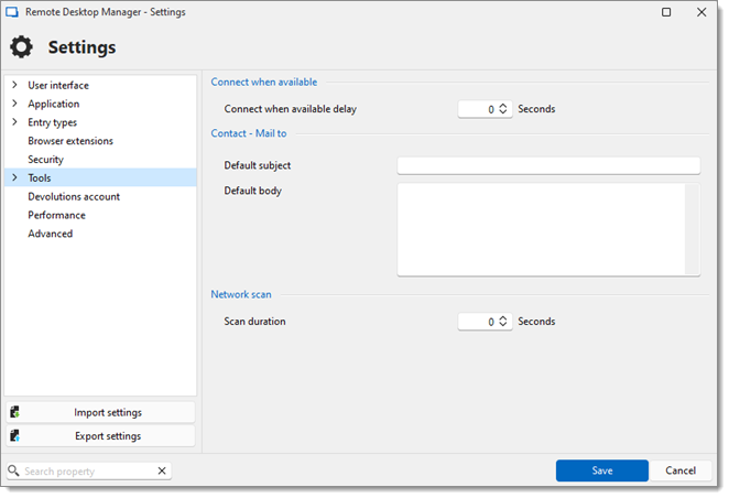 File - Settings - Tools