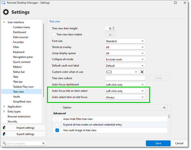 Auto-focus settings