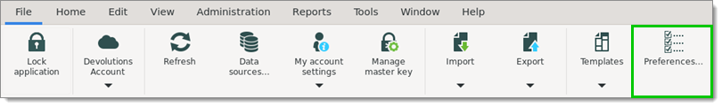 File – Preferences
