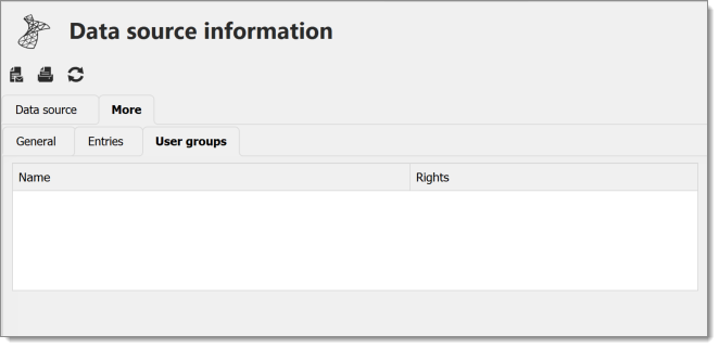 Informations sur ma source de données – Plus – Groupes d'utilisateurs