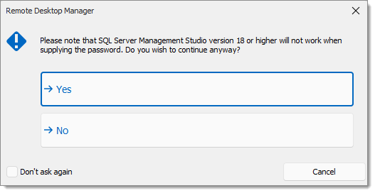 SQL Management Studio version 18 will not work when supplying the password