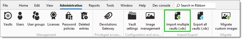 Import multiple vaults (.rdx)
