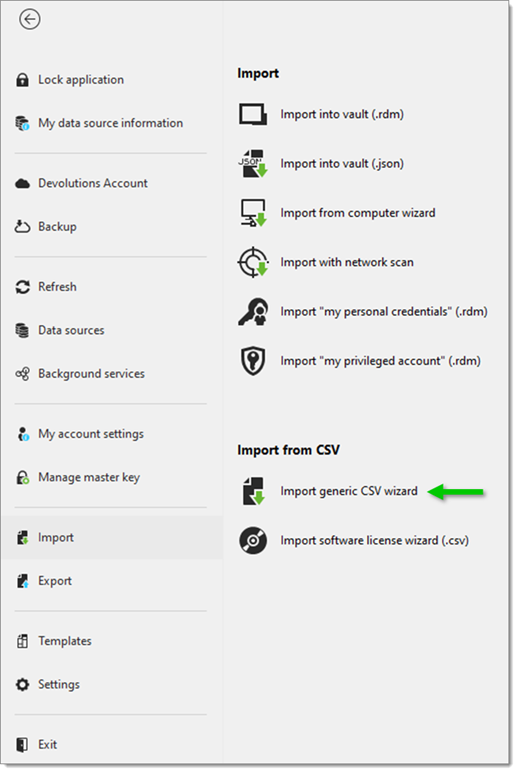 File – Import – Import Generic CSV Wizard