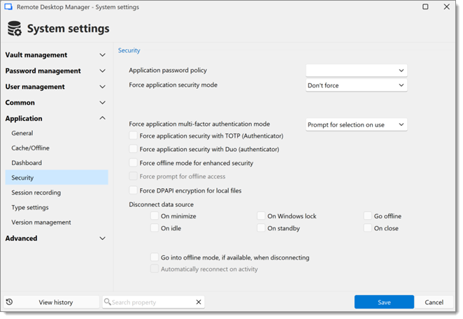 Administration – System settings