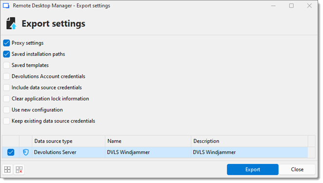 File – Settings – Export settings