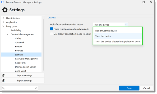 LastPass multifactor authentication mode