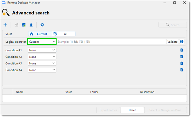 Custom logical operator