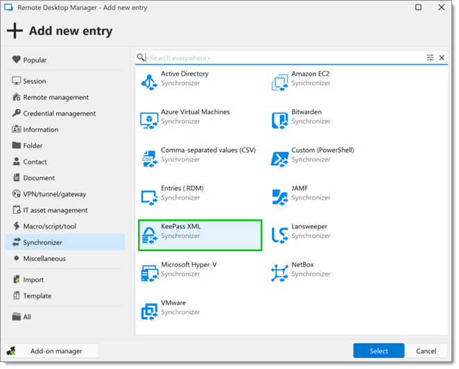 Synchronizer – KeePass XML