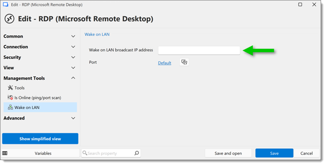 Wake on LAN broadcast IP address