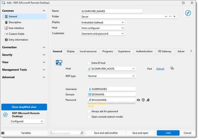 Use the appropriate variables in the child entries