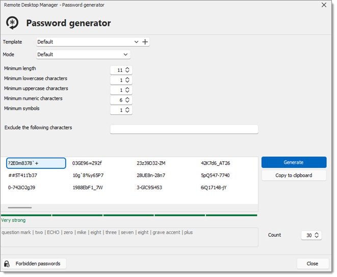 Password generator – Default