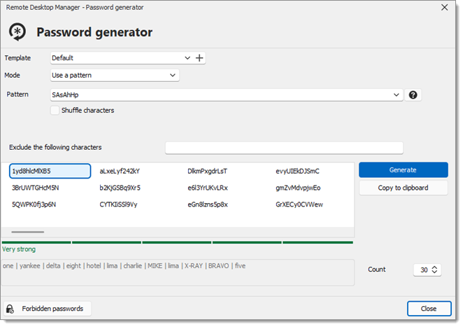 Password generator – Use a pattern