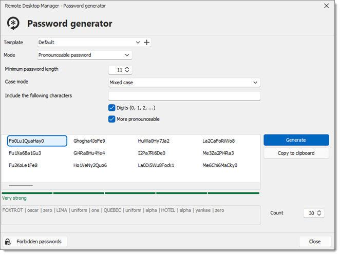 Password generator – Pronounceable password