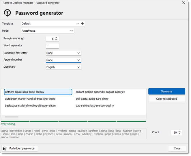 Password generator – Passphrase