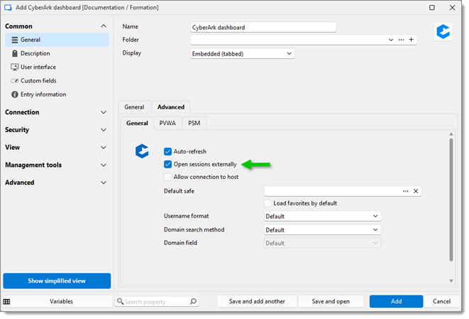 Open sessions externally