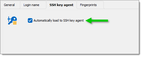 SSH key – SSH key agent tab