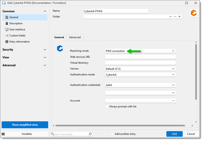 Set Resolving mode to PSM connection