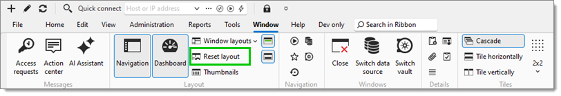 Window – Reset layout