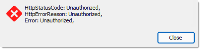 HTTPStatusCode: Unauthorized error message