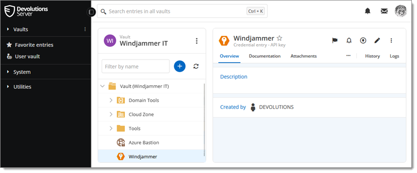 Devolutions Server web interface