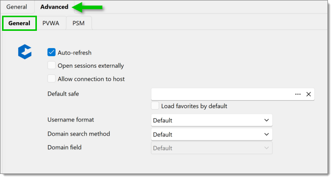 Advanced Tab – General
